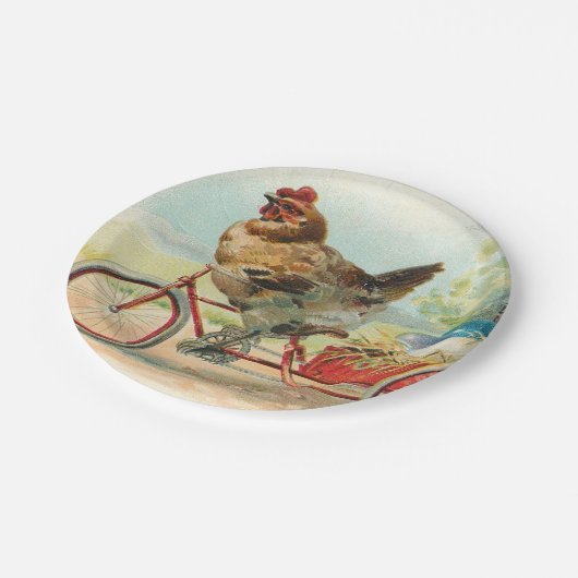 ヴィンテージイースターチキン自転車イースターエッグに乗る ペーパープレート (アングル)