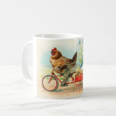 ヴィンテージイースターチキン,自転車イースターエッグに乗る コーヒーマグカップ (正面左)