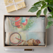 ヴィンテージイースターチキン，自転車イースターエッグに乗る 薄葉紙 (ギフト)