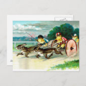 ヴィンテージイースターチックスとウサギ ポストカード (正面/裏面)