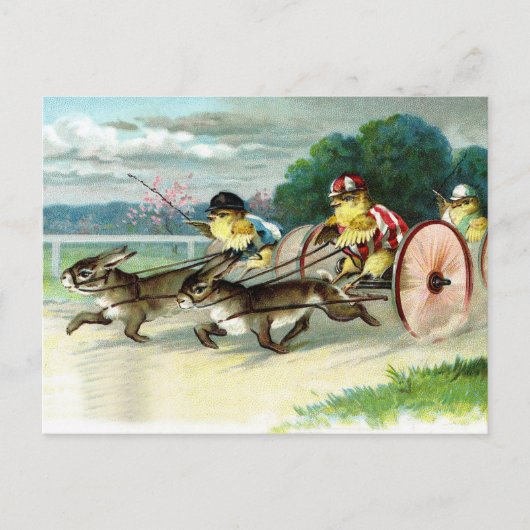 ヴィンテージイースターチックスとウサギ ポストカード (正面)