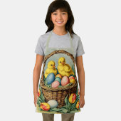 ヴィンテージイースターチックスとチューリップ子供 エプロン (インサイチュ)