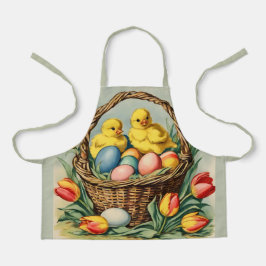 ヴィンテージイースターチックスとチューリップ子供 エプロン