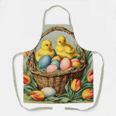 ヴィンテージイースターチックスとチューリップ エプロン (正面)
