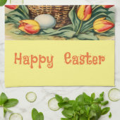 ヴィンテージイースターチックスとチューリップ キッチンタオル (折り畳み)