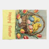 ヴィンテージイースターチックスとチューリップ キッチンタオル (横)