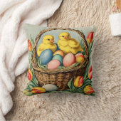 ヴィンテージイースターチックスとチューリップ クッション (ブランケット)