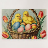 ヴィンテージイースターチックスとチューリップ ジグソーパズル (横)