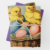 ヴィンテージイースターチックスとチューリップ ラッピングペーパーシート (インサイチュ)