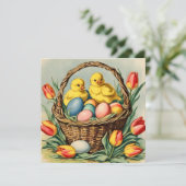 ヴィンテージイースターチックスとチューリップ 招待状 (スタンド正面)