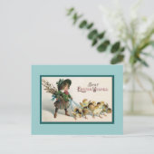 ヴィンテージイースターチックスと女の子が歩く シーズンポストカード (スタンド正面)