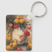 ヴィンテージイースターチックスと赤いチューリップの花 キーホルダー (裏面)