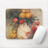 ヴィンテージイースターチックスと赤いチューリップの花 マウスパッド (マウス)