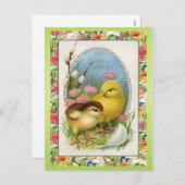 ヴィンテージイースターチックスビクトリアンフローラ春 シーズンポストカード (正面/裏面)