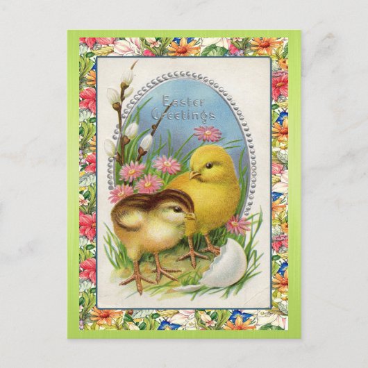 ヴィンテージイースターチックスビクトリアンフローラ春 シーズンポストカード (正面)