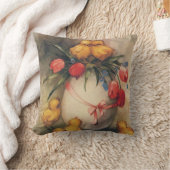 ヴィンテージイースターチックス、赤いチューリップの花を持つ卵 クッション (ブランケット)