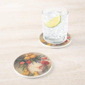 ヴィンテージイースターチックス、赤いチューリップの花を持つ卵 コースター (側面)