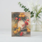 ヴィンテージイースターチックス、赤いチューリップの花を持つ卵 シーズンカード (スタンド正面)