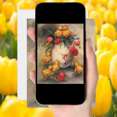 ヴィンテージイースターチックス、赤いチューリップの花を持つ卵 シーズンカード