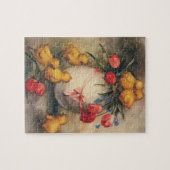 ヴィンテージイースターチックス、赤いチューリップの花を持つ卵 ジグソーパズル (横)