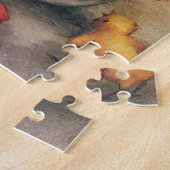 ヴィンテージイースターチックス、赤いチューリップの花を持つ卵 ジグソーパズル (側面)