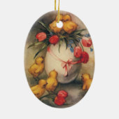 ヴィンテージイースターチックス、赤いチューリップの花を持つ卵 セラミックオーナメント (裏面)