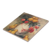 ヴィンテージイースターチックス、赤いチューリップの花を持つ卵 タイル (側面)