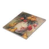 ヴィンテージイースターチックス、赤いチューリップの花を持つ卵 タイル (側面)