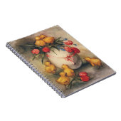 ヴィンテージイースターチックス、赤いチューリップの花を持つ卵 ノートブック (右側)