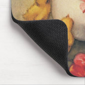 ヴィンテージイースターチックス、赤いチューリップの花を持つ卵 マウスパッド (コーナー)