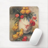 ヴィンテージイースターチックス、赤いチューリップの花を持つ卵 マウスパッド (マウス)