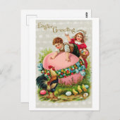 ヴィンテージイースターチャイルドエッグシック ポストカード (正面/裏面)