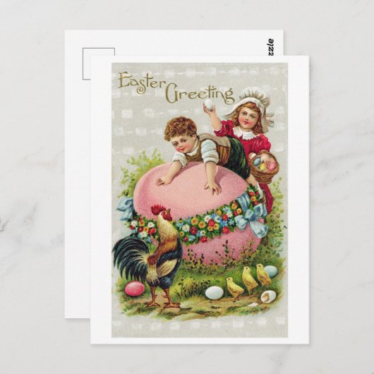 ヴィンテージイースターチャイルドエッグシック ポストカード (正面/裏面)