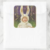 ヴィンテージイースターチャイルドバニーホリデーステッカー スクエアシール (バッグ)