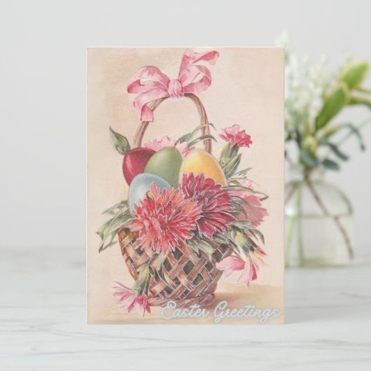 ヴィンテージイースターバスケッカスタムト挨拶イースター シーズンカード (スタンド正面)