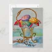 ヴィンテージイースターバスケット色卵 シーズンポストカード (正面/裏面)