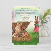 ヴィンテージイースターバスケット。イースターブランチと卵狩り 招待状 (スタンド正面)