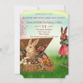 ヴィンテージイースターバスケット。イースターブランチと卵狩り 招待状 (正面)