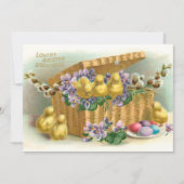 ヴィンテージイースターバスケット、卵と雛 シーズンカード (正面)