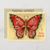 ヴィンテージイースターバタフライハガキ シーズンポストカード (正面/裏面)