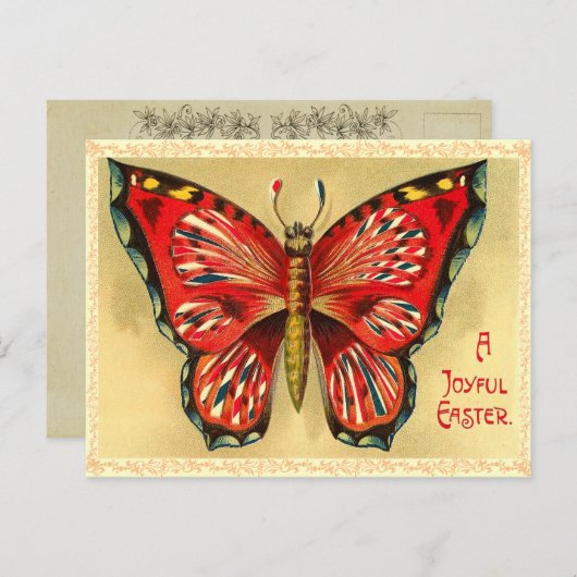 ヴィンテージイースターバタフライハガキ シーズンポストカード (正面/裏面)
