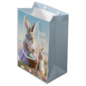 ヴィンテージイースターバニーとイースターエッグのバスケット ミディアムペーパーバッグ (正面アングル)