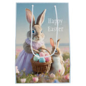 ヴィンテージイースターバニーとイースターエッグのバスケット ミディアムペーパーバッグ (裏面)