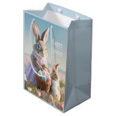 ヴィンテージイースターバニーとイースターエッグのバスケット ミディアムペーパーバッグ (裏面アングル)