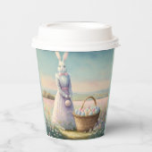 ヴィンテージイースターバニーとイースターエッグのバスケット 紙コップ (正面)