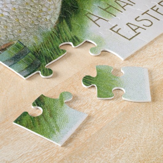 ヴィンテージイースターバニーとイースターエッグガーデン ジグソーパズル (側面)