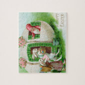 ヴィンテージイースターバニーとイースターエッグガーデン ジグソーパズル (縦)