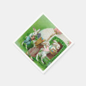 ヴィンテージイースターバニーとイースターエッグガーデン スタンダードカクテルナプキン (角)