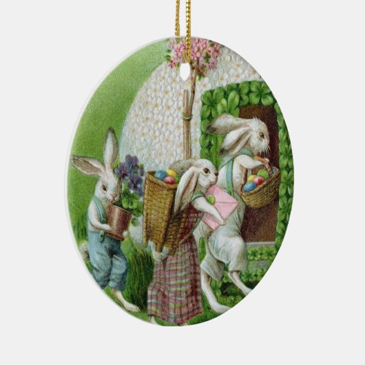 ヴィンテージイースターバニーとイースターエッグガーデン セラミックオーナメント (右)