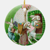 ヴィンテージイースターバニーとイースターエッグガーデン セラミックオーナメント (裏面)